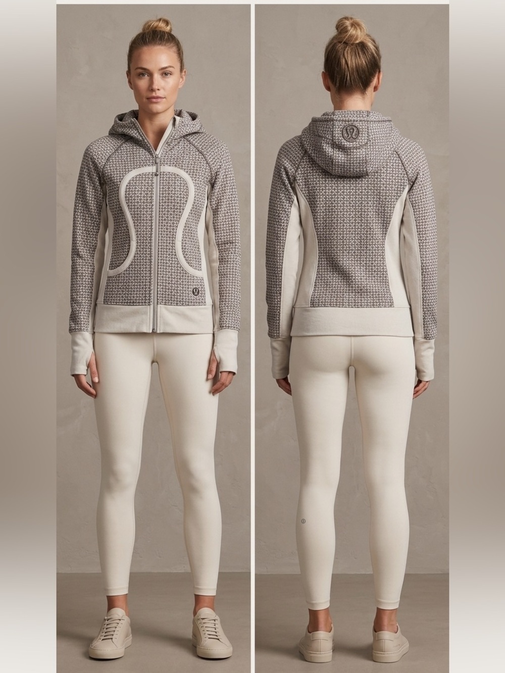 - Lululemon scuba jacket cream  and taupe color. Size 4